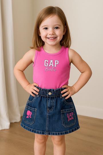 Barbie Sleeveless Top + Denim Skort