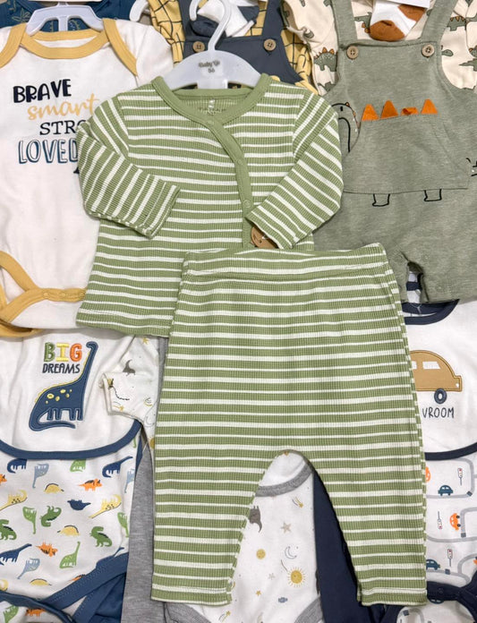 2 Set Green Stripes