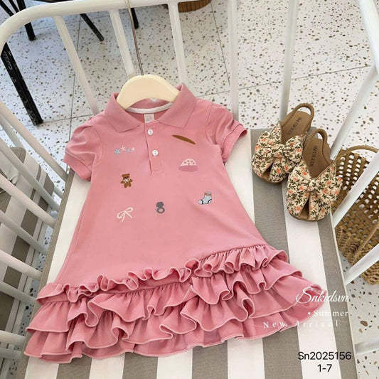 💛Polo Dress Ruffled (Embroidered Details)